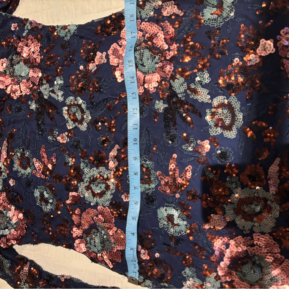 Anthropologie Floral Sequin Long Sleeve Mini Dress - Picture 12 of 16